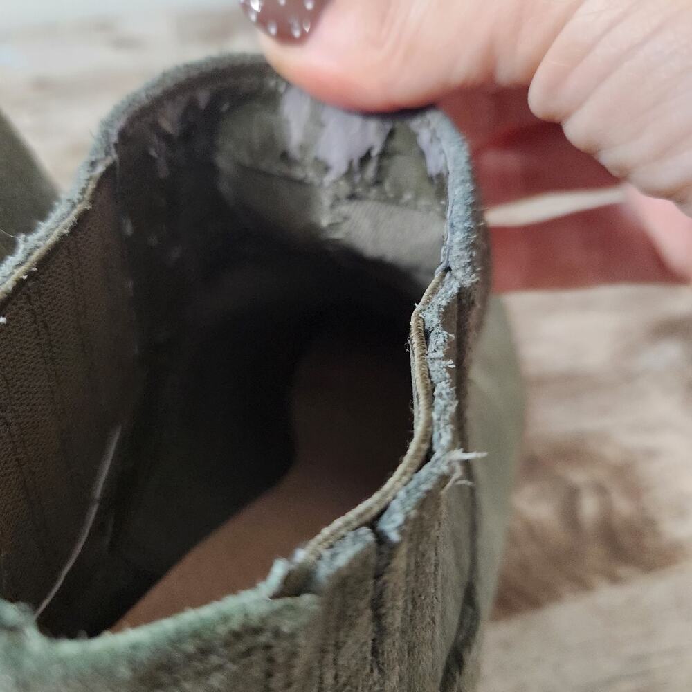 Steve Madden Womens 8.5 Leather Suede Ankle Boots Green Western Block Heel - Picture 6 of 10